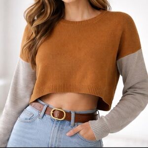 Colorblock Cropped Sweater